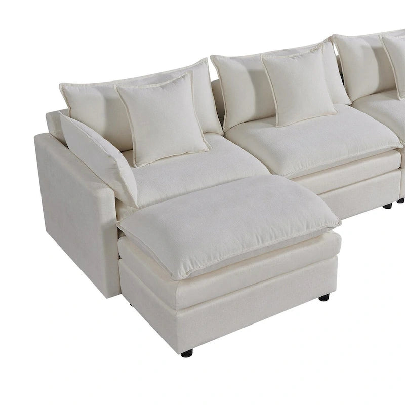 Canapé d'angle en U 6 places blanc 142,52