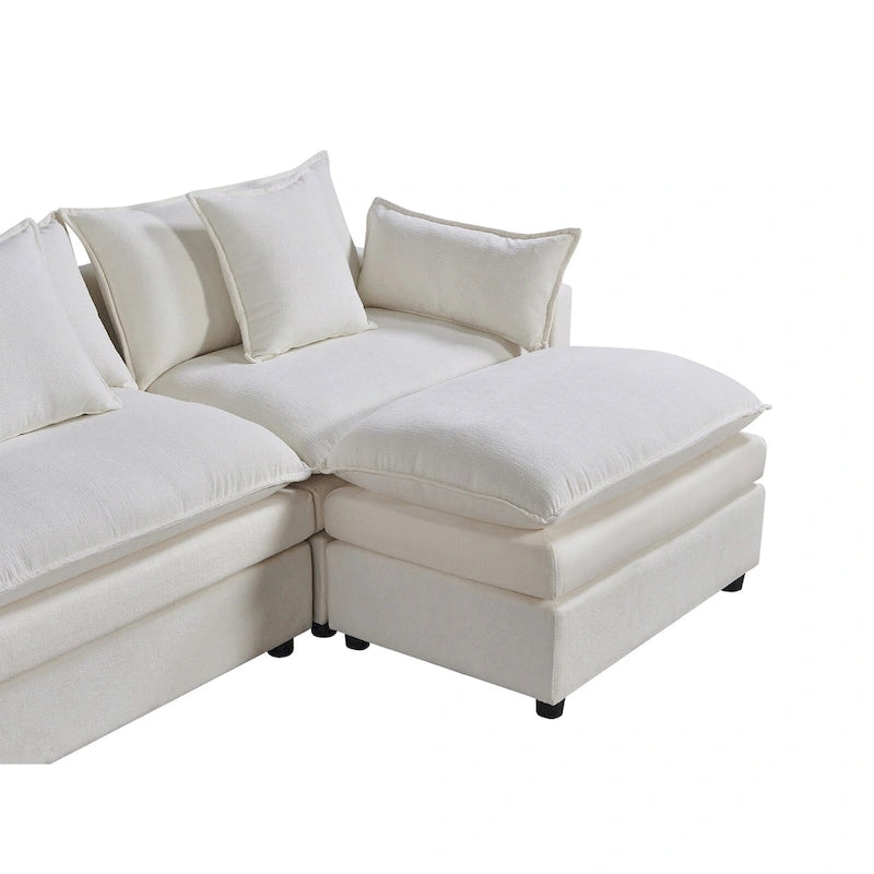 Canapé d'angle en U 6 places blanc 142,52