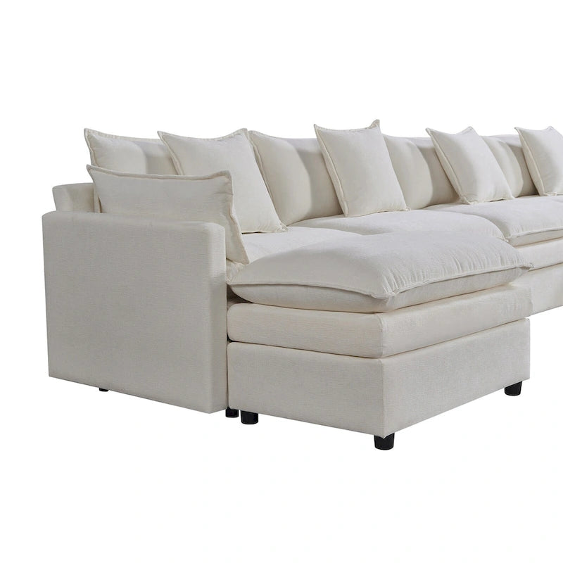 Canapé d'angle en U 6 places blanc 142,52