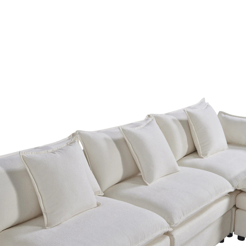 Canapé d'angle en U 6 places blanc 142,52