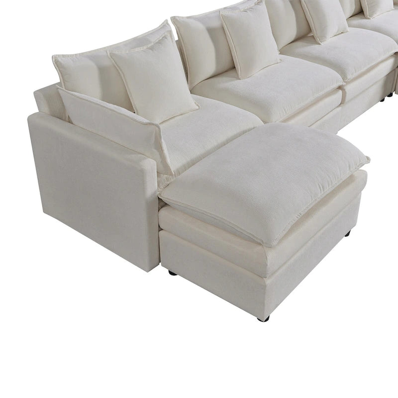 Canapé d'angle en U 6 places blanc 142,52