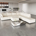 Canapé modulaire convertible 8 places beige 129 avec rangement