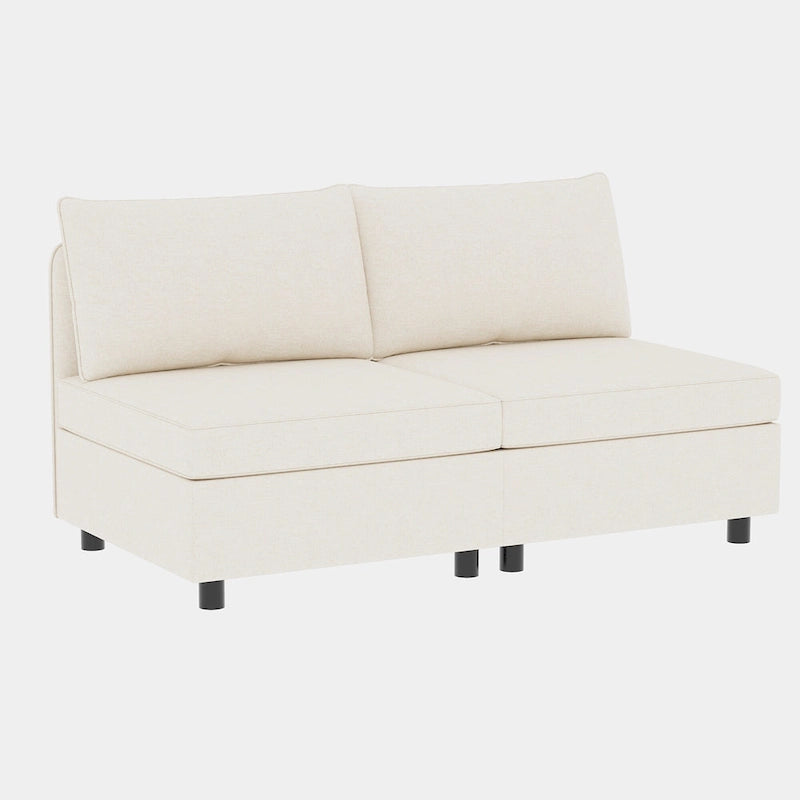 Canapé modulaire convertible 8 places beige 129 avec rangement