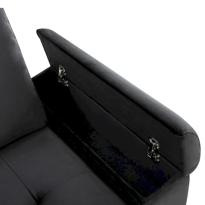 Canapé d'angle 5 places en L avec lit gigogne, pouf de rangement, rangement de bras dissimulé et chargement USB