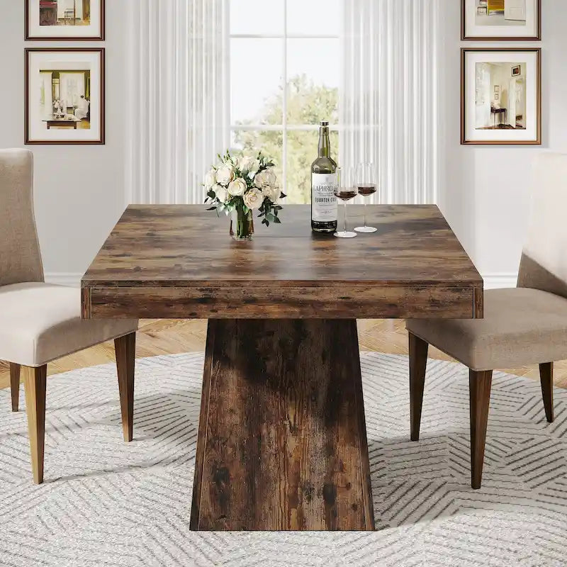 Table de salle à manger carrée de 80 cm pour 4 personnes, table de cuisine de style ferme pour salle à manger - 80 P x 80 L x 75 H cm