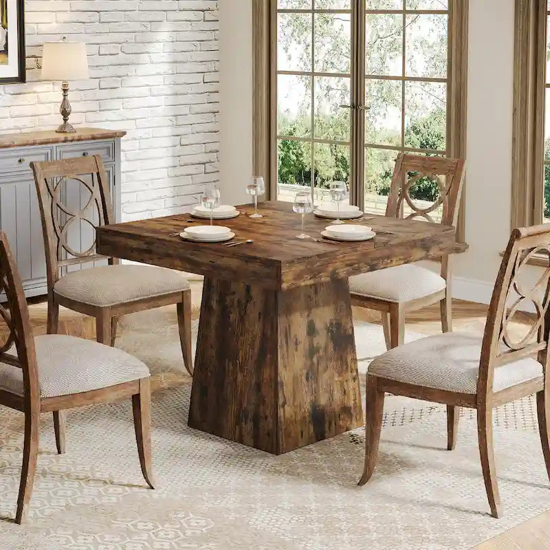 Table de salle à manger carrée de 80 cm pour 4 personnes, table de cuisine de style ferme pour salle à manger - 80 P x 80 L x 75 H cm