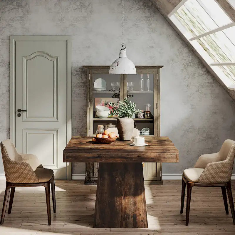 Table de salle à manger carrée de 80 cm pour 4 personnes, table de cuisine de style ferme pour salle à manger - 80 P x 80 L x 75 H cm