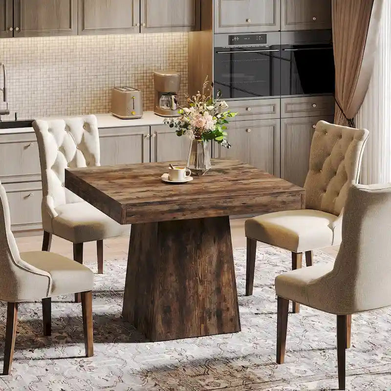 Table de salle à manger carrée de 80 cm pour 4 personnes, table de cuisine de style ferme pour salle à manger - 80 P x 80 L x 75 H cm