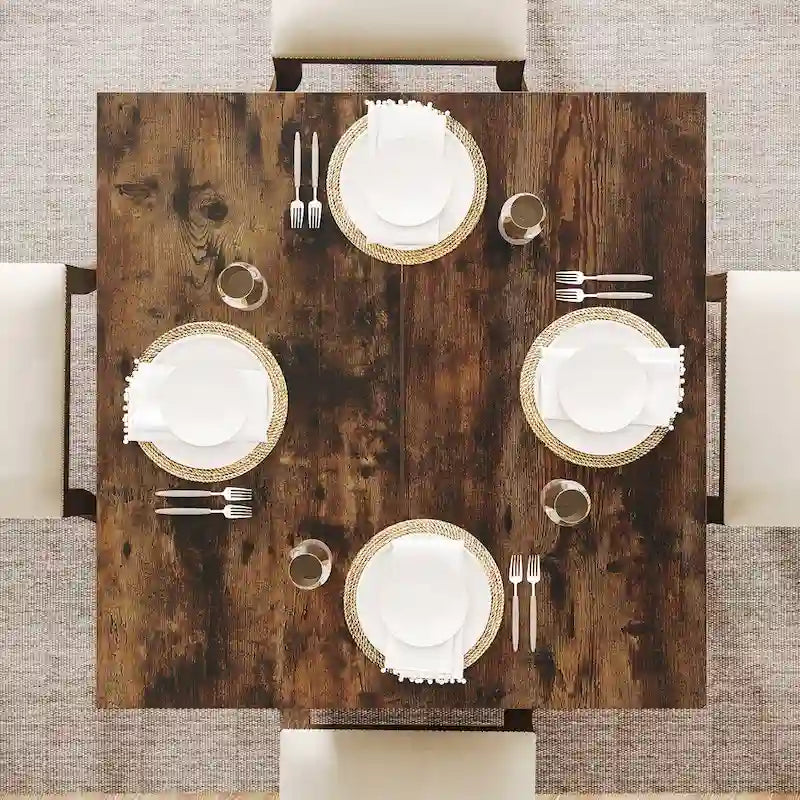 Table de salle à manger carrée de 80 cm pour 4 personnes, table de cuisine de style ferme pour salle à manger - 80 P x 80 L x 75 H cm