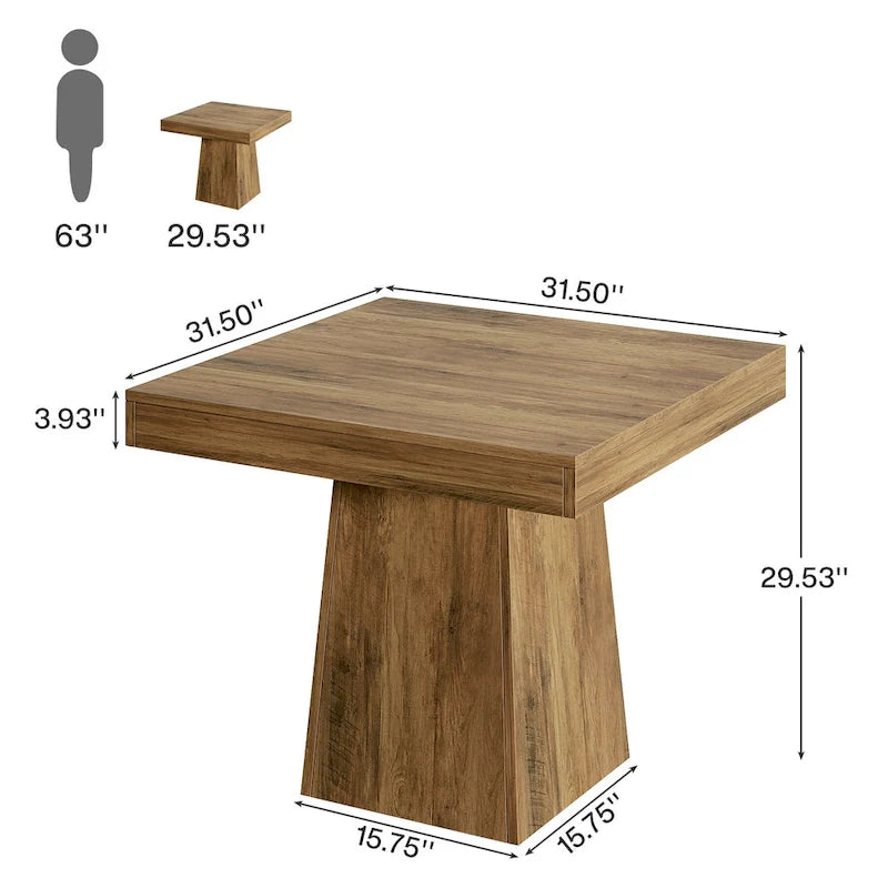 Table de salle à manger carrée de 80 cm pour 4 personnes, table de cuisine de style ferme pour salle à manger - 80 P x 80 L x 75 H cm