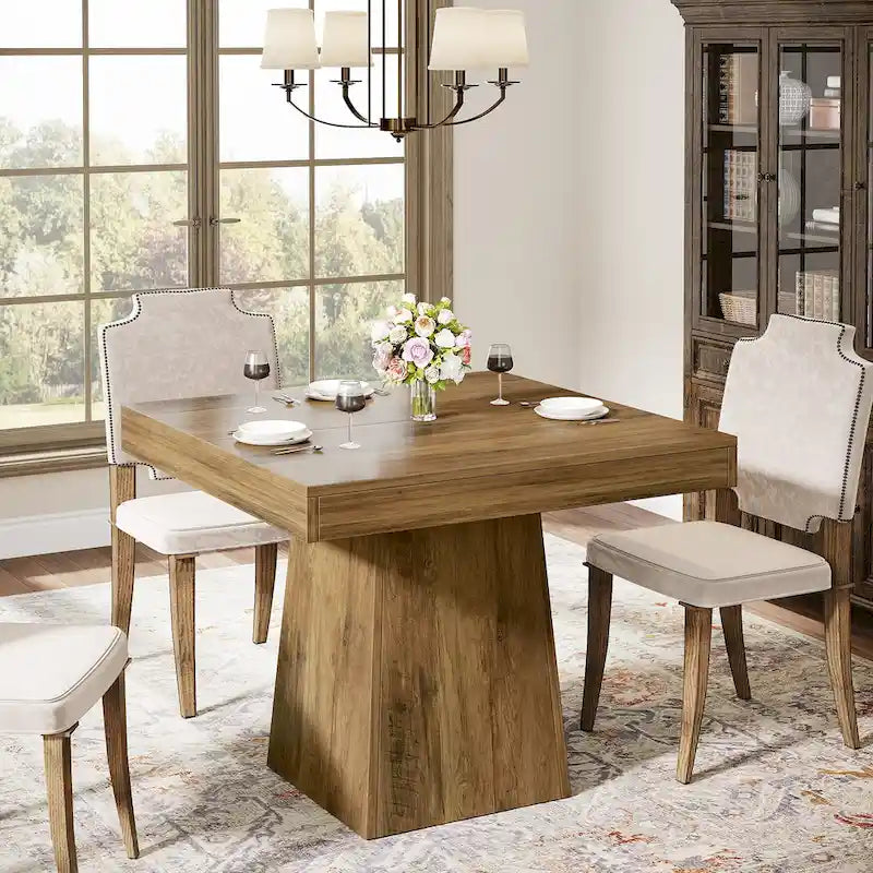 Table de salle à manger carrée de 80 cm pour 4 personnes, table de cuisine de style ferme pour salle à manger - 80 P x 80 L x 75 H cm