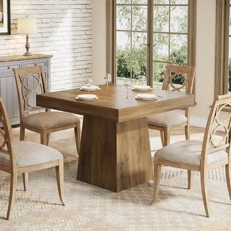 Table de salle à manger carrée de 80 cm pour 4 personnes, table de cuisine de style ferme pour salle à manger - 80 P x 80 L x 75 H cm