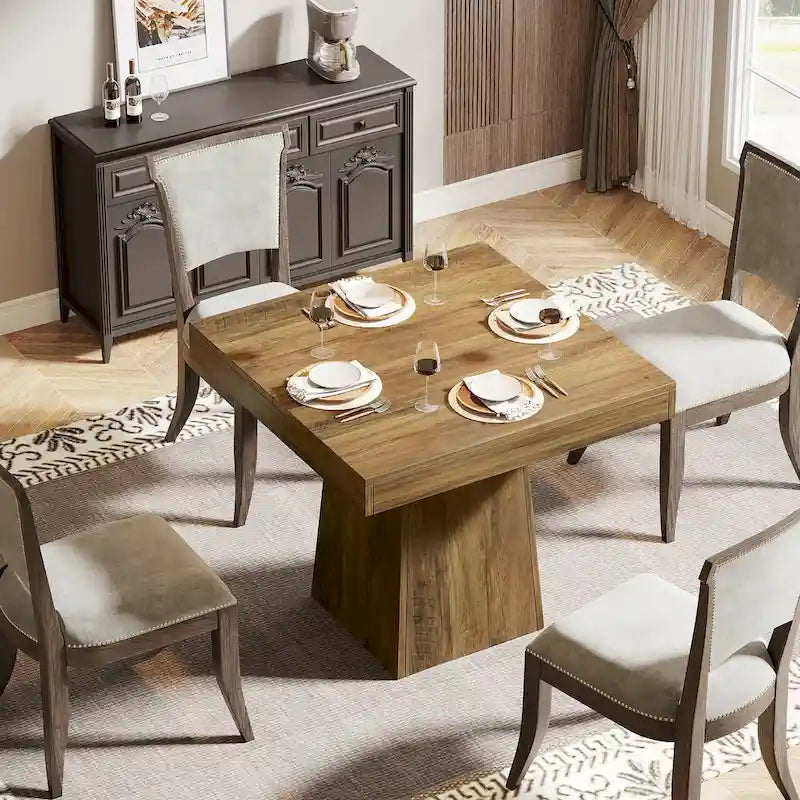Table de salle à manger carrée de 80 cm pour 4 personnes, table de cuisine de style ferme pour salle à manger - 80 P x 80 L x 75 H cm