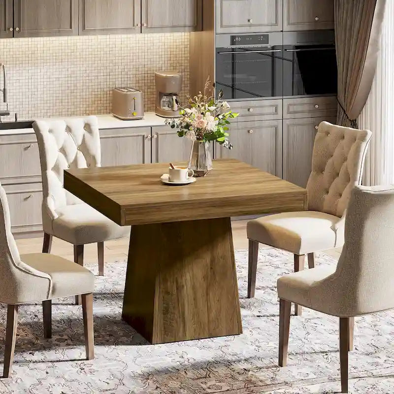 Table de salle à manger carrée de 80 cm pour 4 personnes, table de cuisine de style ferme pour salle à manger - 80 P x 80 L x 75 H cm