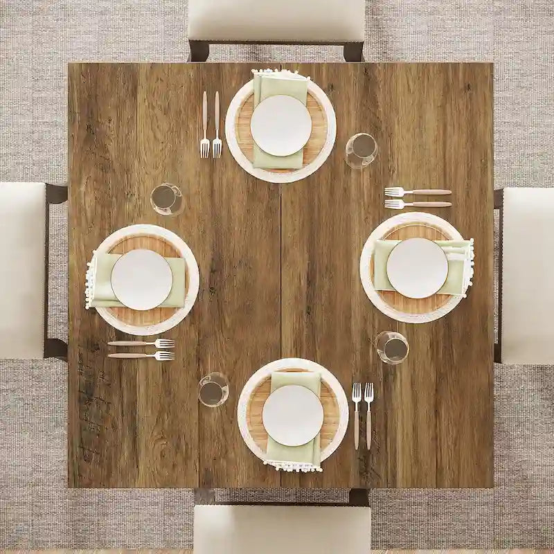 Table de salle à manger carrée de 80 cm pour 4 personnes, table de cuisine de style ferme pour salle à manger - 80 P x 80 L x 75 H cm
