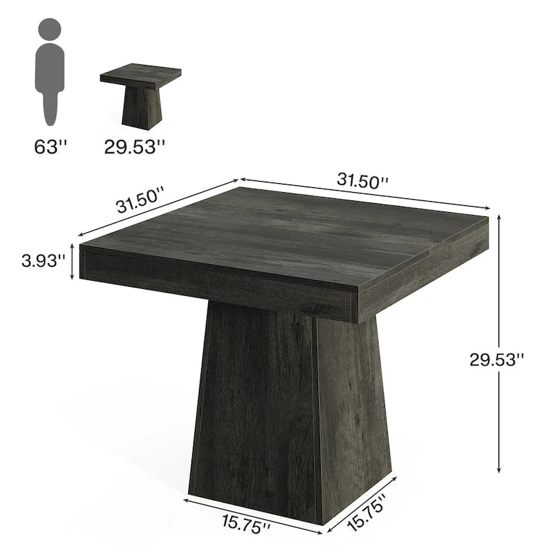 Table de salle à manger carrée de 80 cm pour 4 personnes, table de cuisine de style ferme pour salle à manger - 80 P x 80 L x 75 H cm