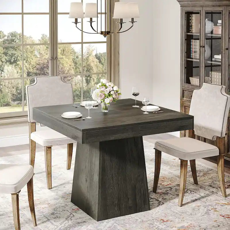 Table de salle à manger carrée de 80 cm pour 4 personnes, table de cuisine de style ferme pour salle à manger - 80 P x 80 L x 75 H cm