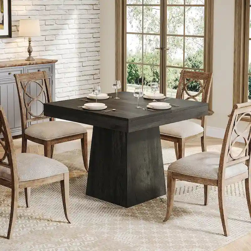 Table de salle à manger carrée de 80 cm pour 4 personnes, table de cuisine de style ferme pour salle à manger - 80 P x 80 L x 75 H cm