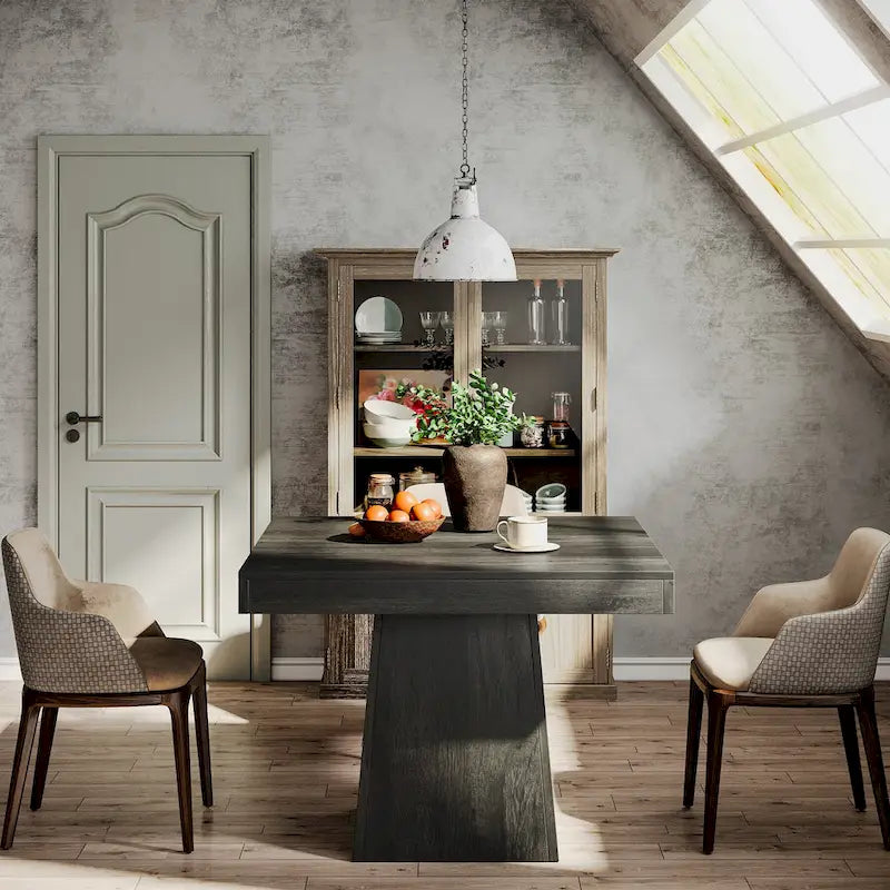 Table de salle à manger carrée de 80 cm pour 4 personnes, table de cuisine de style ferme pour salle à manger - 80 P x 80 L x 75 H cm