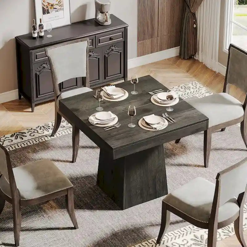 Table de salle à manger carrée de 80 cm pour 4 personnes, table de cuisine de style ferme pour salle à manger - 80 P x 80 L x 75 H cm