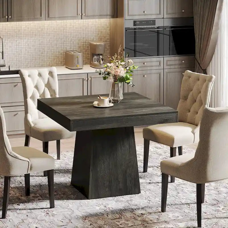Table de salle à manger carrée de 80 cm pour 4 personnes, table de cuisine de style ferme pour salle à manger - 80 P x 80 L x 75 H cm