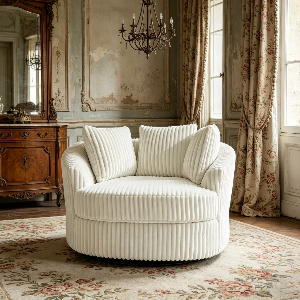 Fauteuil crapaud pivotant déhoussable à accoudoirs encastrés
