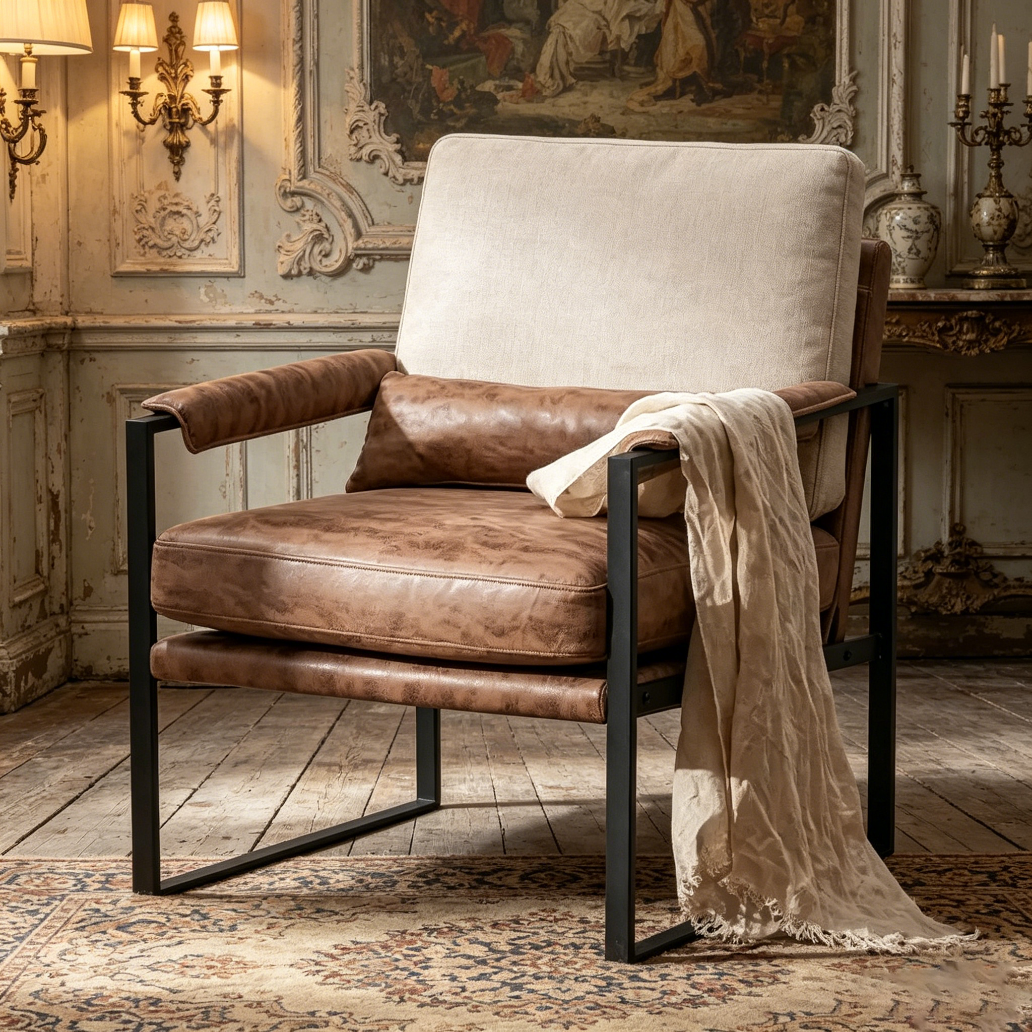Chaise de loisirs moderne à armature en fer simple