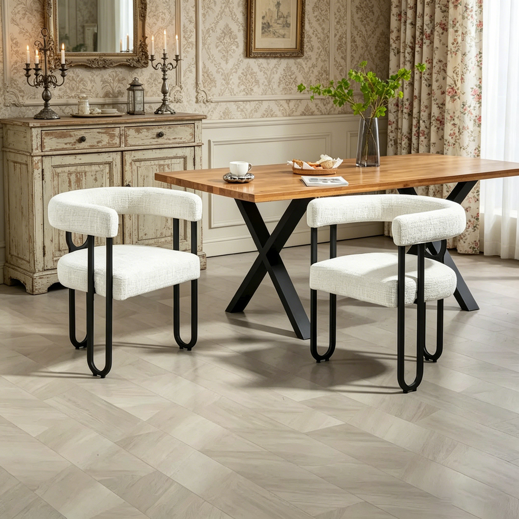 Chaise de salle à manger tapissée en cuir véritable