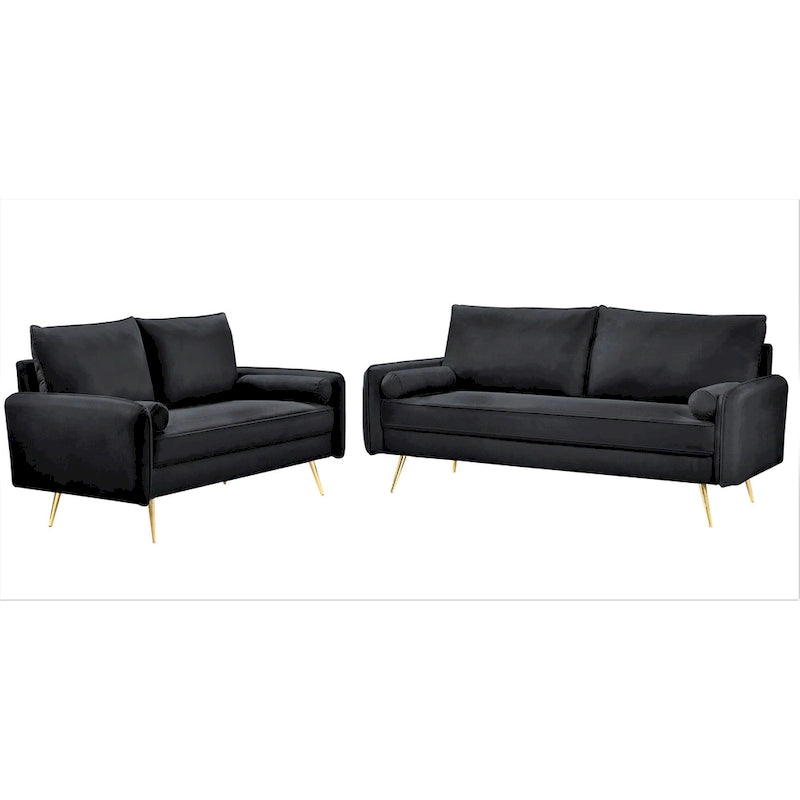 Ensemble de salon 2 pièces en velours, style moderne du milieu du siècle