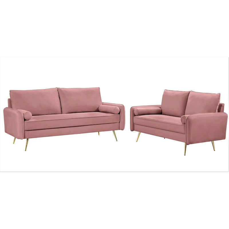 Ensemble de salon 2 pièces en velours, style moderne du milieu du siècle