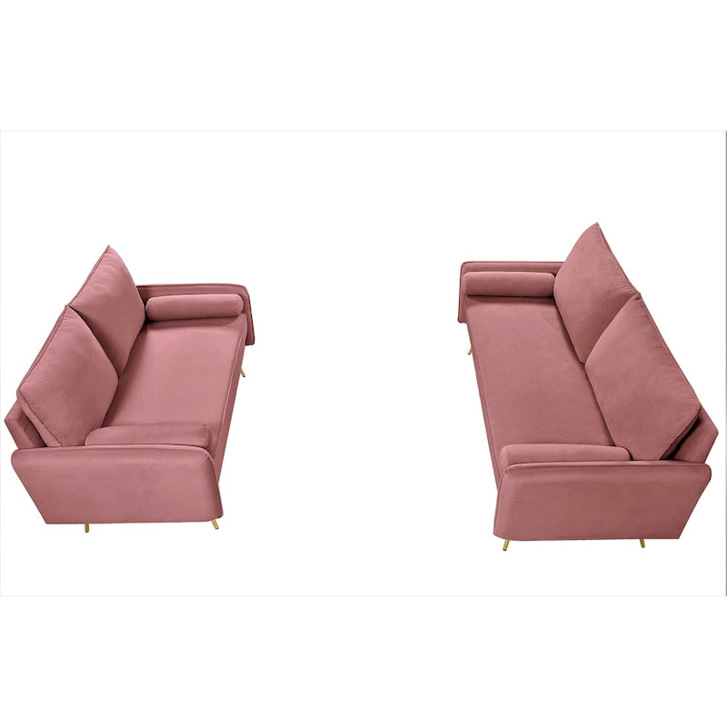 Ensemble de salon 2 pièces en velours, style moderne du milieu du siècle