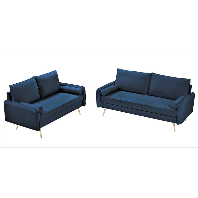 Ensemble de salon 2 pièces en velours, style moderne du milieu du siècle