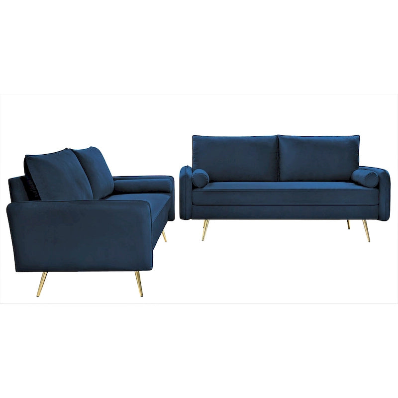 Ensemble de salon 2 pièces en velours, style moderne du milieu du siècle