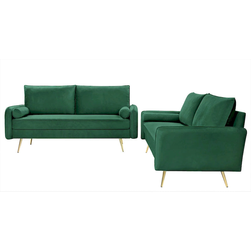 Ensemble de salon 2 pièces en velours, style moderne du milieu du siècle