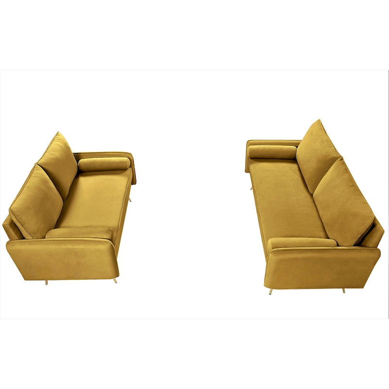Ensemble de salon 2 pièces en velours, style moderne du milieu du siècle