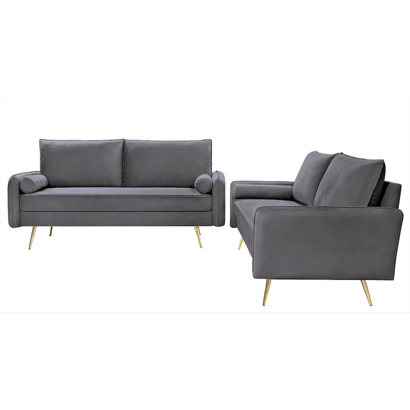 Ensemble de salon 2 pièces en velours, style moderne du milieu du siècle