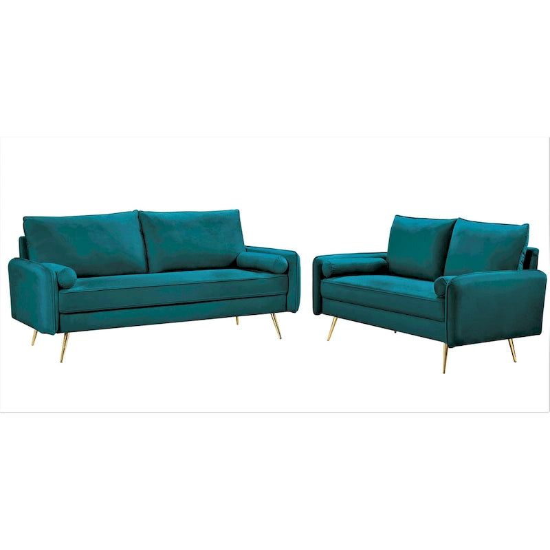 Ensemble de salon 2 pièces en velours, style moderne du milieu du siècle