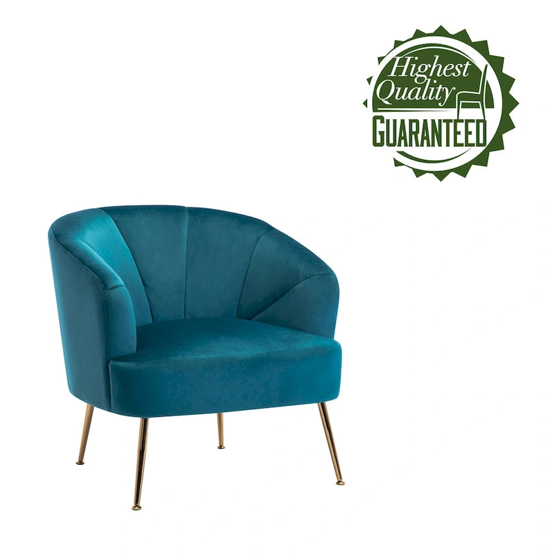 Fauteuil d'appoint en velours capitonné avec pieds chromés