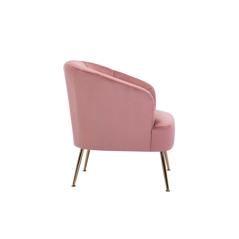 Fauteuil d'appoint en velours capitonné avec pieds chromés