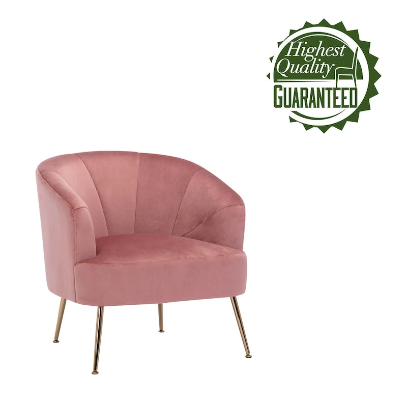 Fauteuil d'appoint en velours capitonné avec pieds chromés