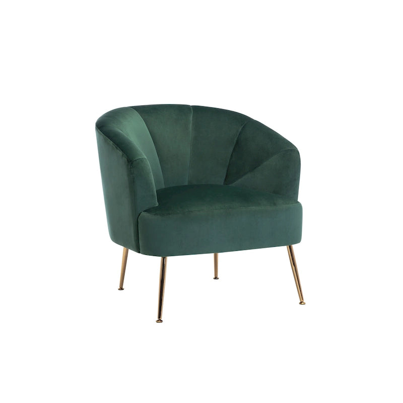 Fauteuil d'appoint en velours capitonné avec pieds chromés