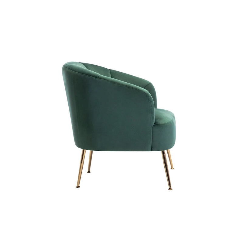 Fauteuil d'appoint en velours capitonné avec pieds chromés