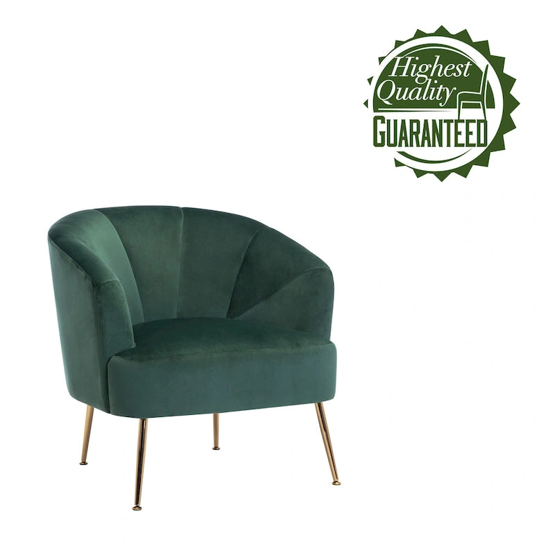 Fauteuil d'appoint en velours capitonné avec pieds chromés