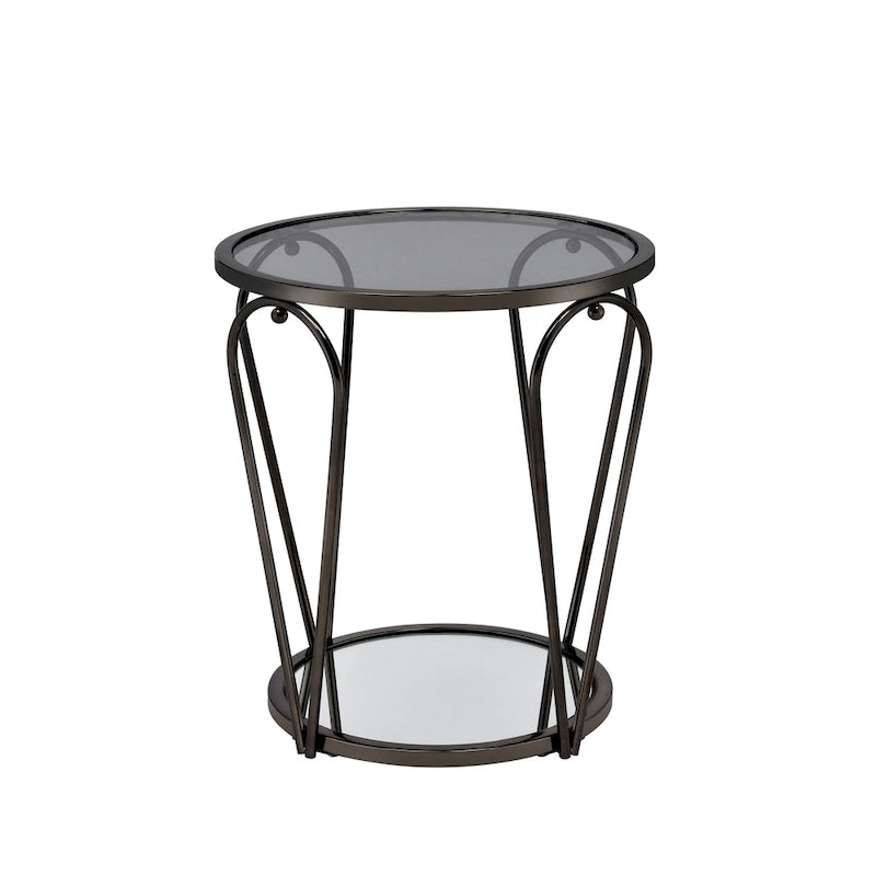 Ensemble de deux tables basses à plateau en verre avec étagères