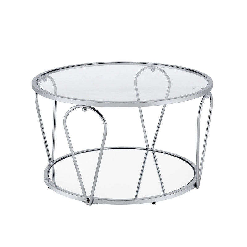 Ensemble de deux tables basses à plateau en verre avec étagères