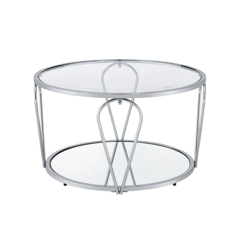 Ensemble de deux tables basses à plateau en verre avec étagères