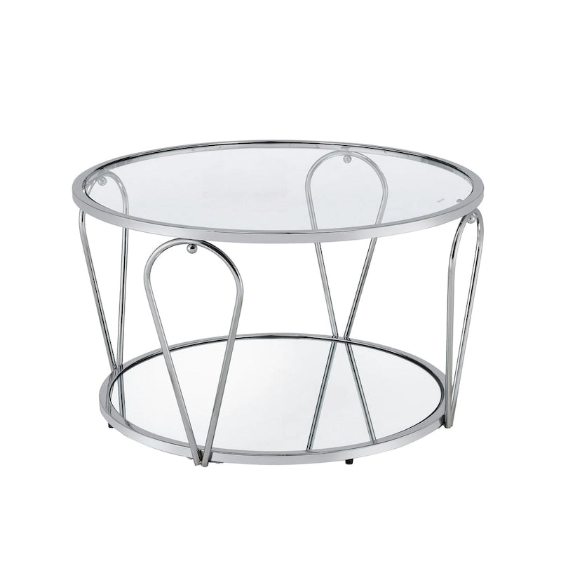 Ensemble de deux tables basses à plateau en verre avec étagères