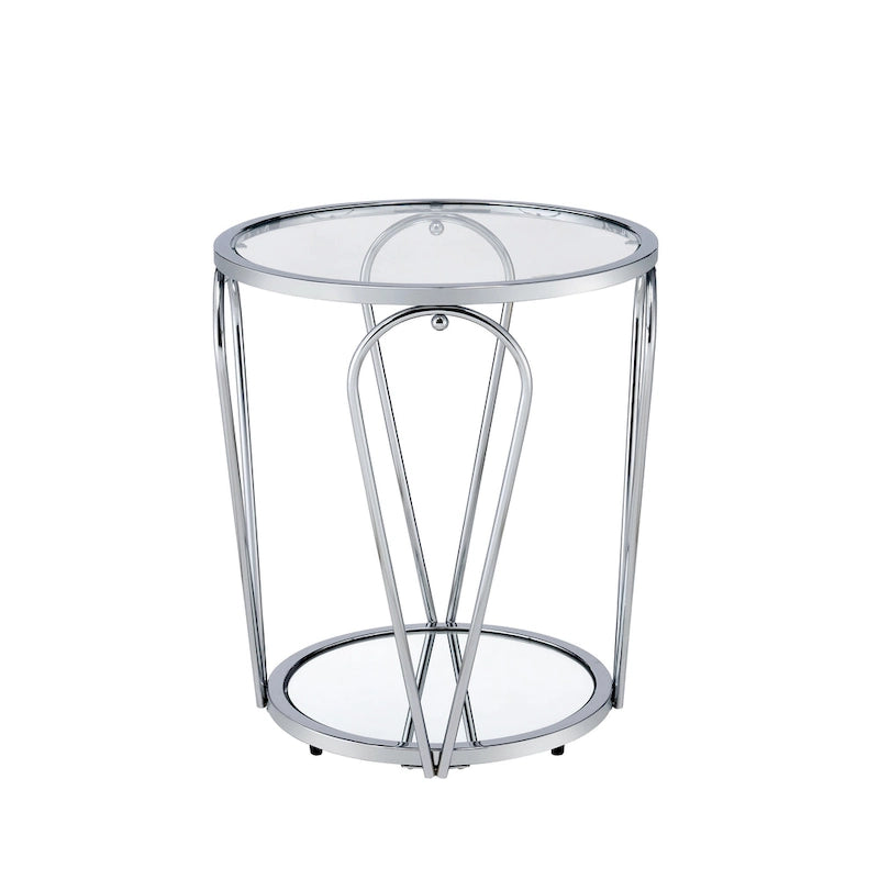 Ensemble de deux tables basses à plateau en verre avec étagères
