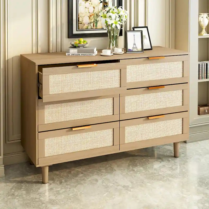 Commode 6 tiroirs en rotin Commode en rotin