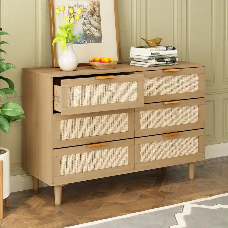 Commode 6 tiroirs en rotin Commode en rotin